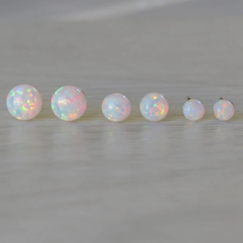 

Opal Stone Studs Earrings 1 Pair Round Ball 4MM 8MM 10MM Simple Luxury Earrings For Women Wedding Party Charms Jewelry Waterdrop