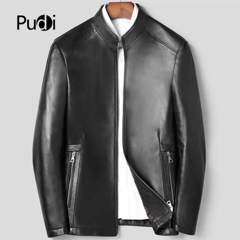 Pudi MT908 2019 новые модные натуральная кожа стоячим воротником Куртка Настоящее пальто из овчины осень и зима теплая верхняя одежда