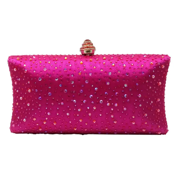 

Women's Alloy Metal Evening Handbags with Shining Diamond, Evening Clutches with Removable Chain