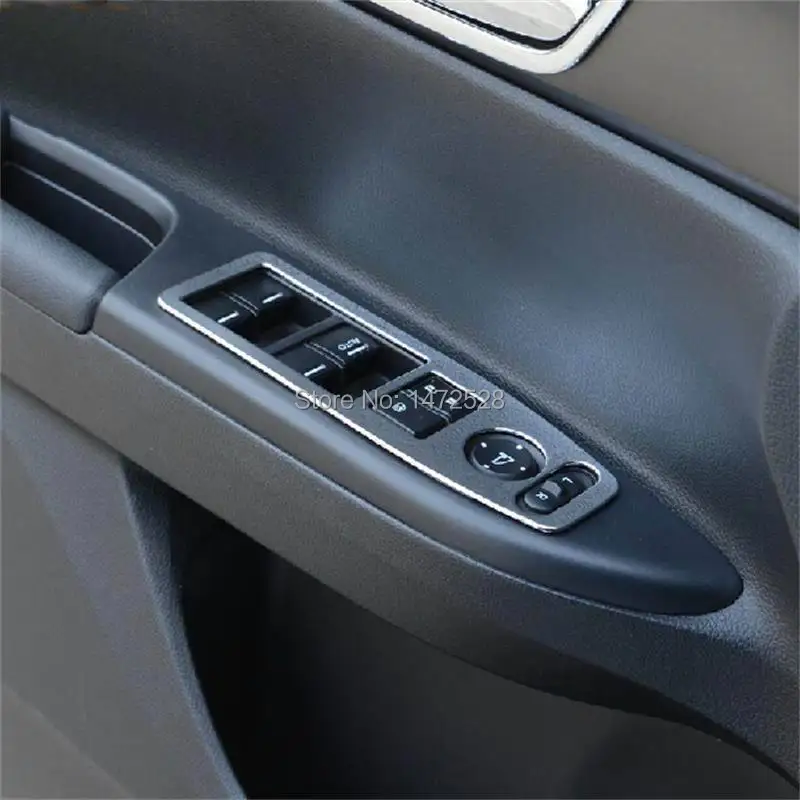 

4 PCS DIY Car styling NEW ABS Chrome window lift control Ring Panel Cover Sticker for Honda 2014 New Accord 9 parts accessories