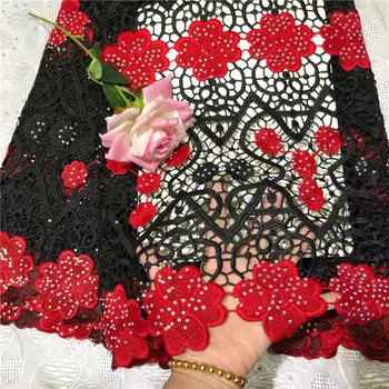 

Latest African Laces 2019 High Quality Tulle Fabric Laces Nigerian Lace French Cord Lace Fabric For Women Dress (WDLY-2-19 Red