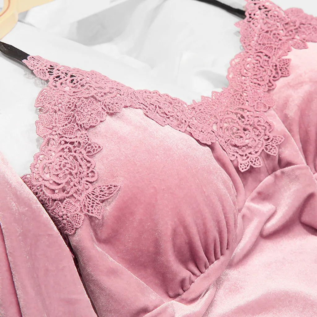 Женская кружевная ночная одежда в стиле пэчворк; четыре комплекта бархатных пижам; костюм gecelik; комплект bayan gecelik takimlari#30
