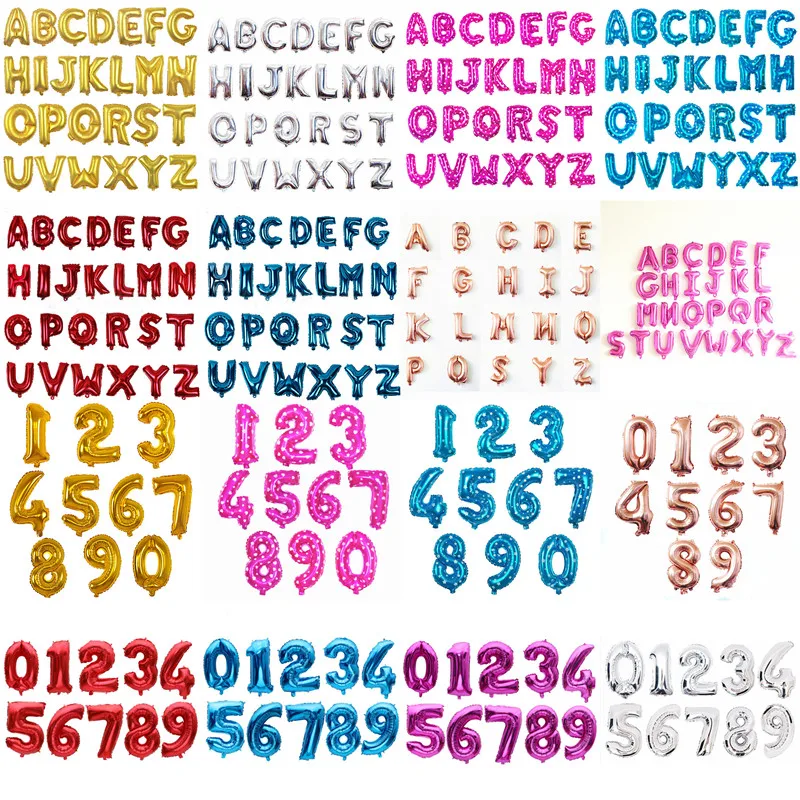 

16 32 inch Pink Foil Number Balloons Gold Silver Letter Balloons Wedding Decorations Helium Number Balloons Aluminum Baby Shower