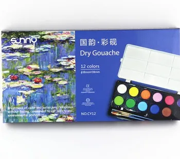 

Freeshipping sunshine angel affordable solid gouache painting pigment 12color suit Suitable for art beginners