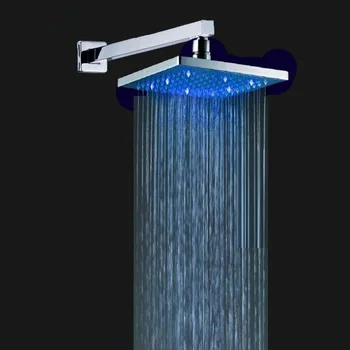 

Chrome Polished ABS 3 Colors Changing Square Showerhead 8" Rain Shower Head