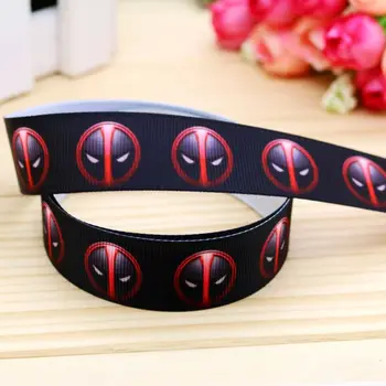 

7/8'' Free shipping deadpool printed grosgrain ribbon headwear hair bow diy party decoration wholesale OEM 22mm B1345