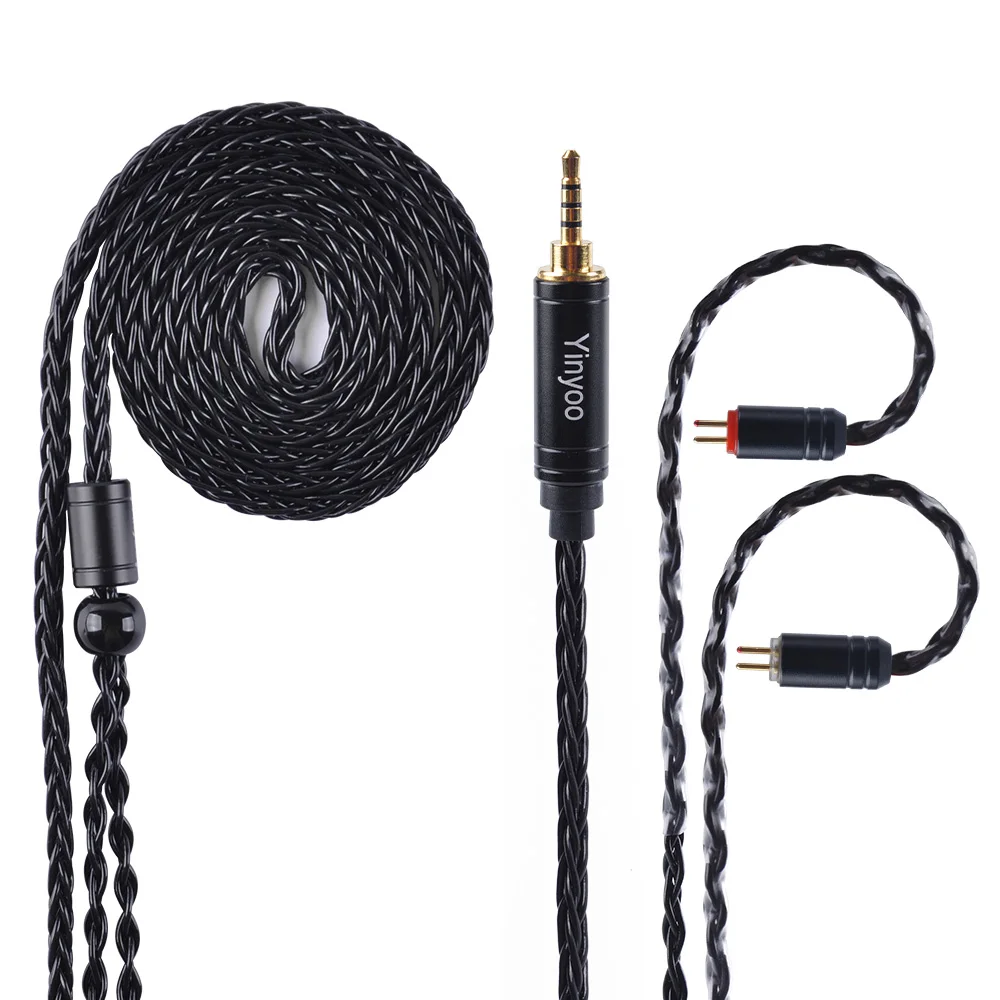 Skup Przewód Yinyoo 8 rdzeń posrebrzana miedź kabel zbalansowany 2.5 3.5 4.4mm ze złączem MMCX 2pin złącze dla LZ A6 AS10 ZS10 CCA C10 C16