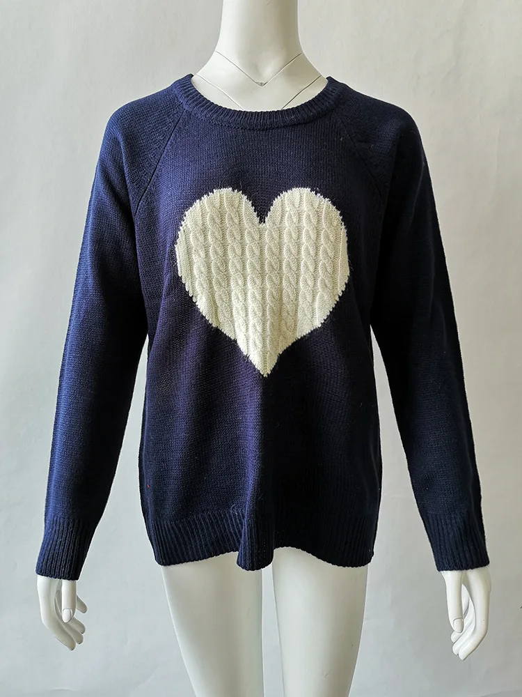 Осень-зима, новинка, милый вязаный пуловер в стиле пэчворк с О-образным вырезом, джемпер, повседневные теплые женские свитера для женщин, женская вязаная одежда