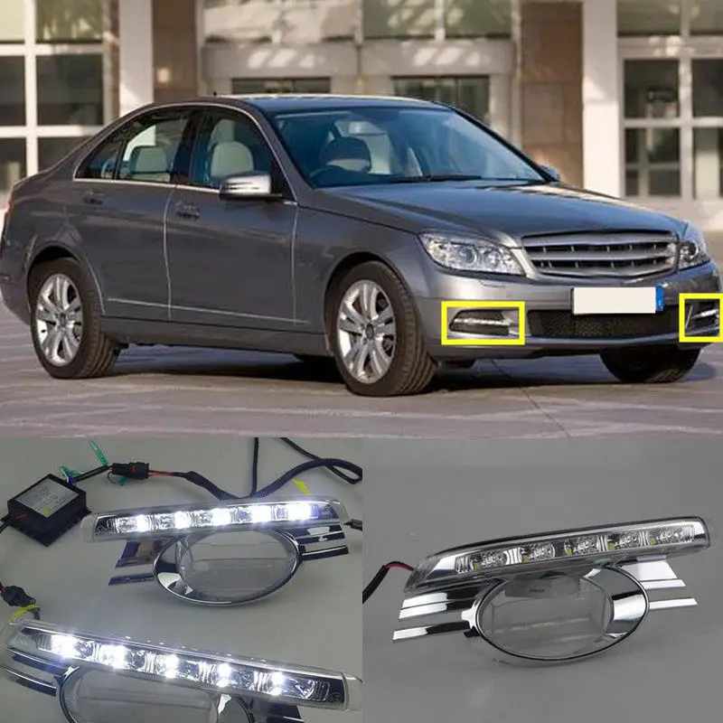 A Pair Led Drl Daytime Running Lights Fog Lamp For Mercedes Benz C A Pair Led Drl Daytime Running Lights Fog Lamp For Mercedes Benz C