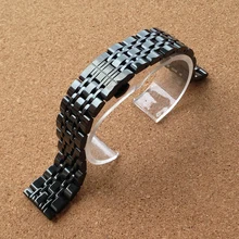 Ремешок из нержавеющей стали, металлический ремешок, пряжка-бабочка, черная ширина, 22 мм, модные часы, браслеты, полированные