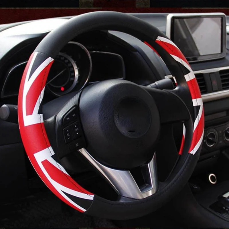 Универсальный Автомобильный руль из искусственной кожи, 38 см, четырехсезонная крышка рулевого колеса для автомобиля, Защита рулевого колеса, аксессуары для интерьера