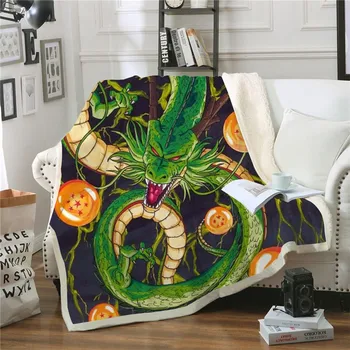 

2019 Popular Sherpa Blanket Throw Bedspread Travel Casual Office Dragon Ball Anime Print Fashion Quilts