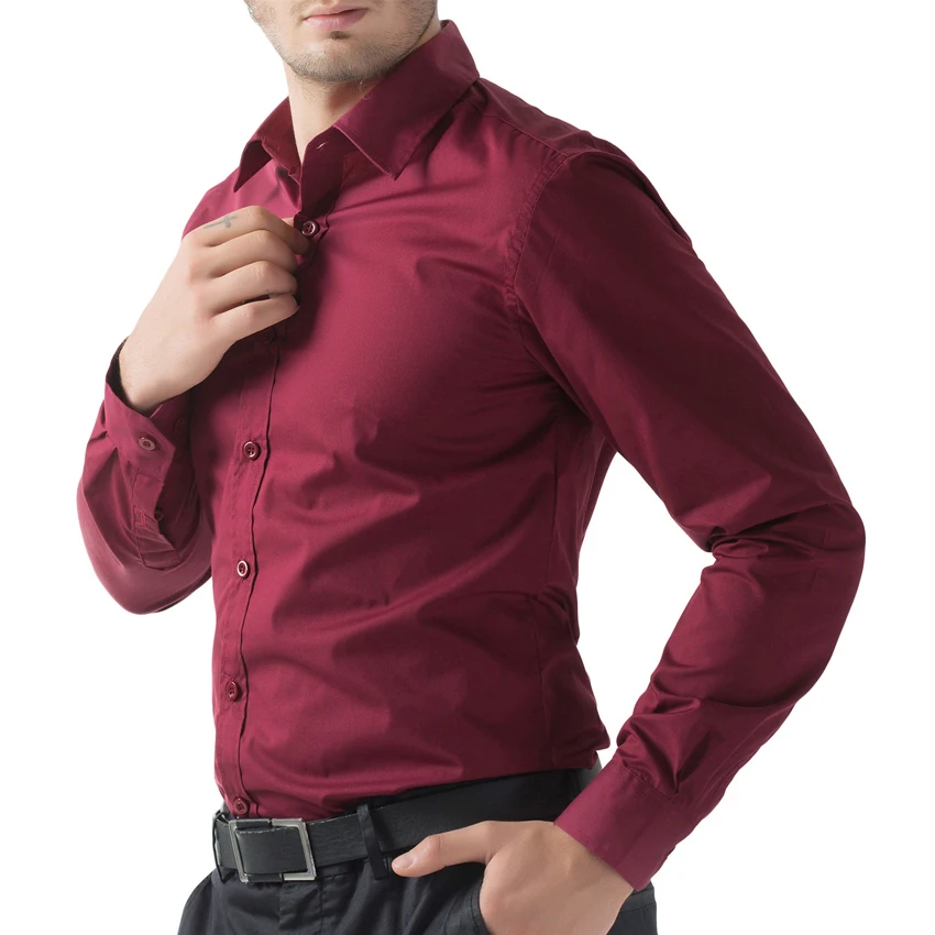 wine red dress shirt