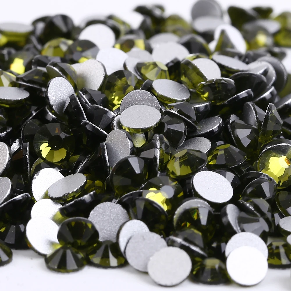 Olivine 3D Стразы для дизайна ногтей украшения ss3 ss4 ss5 ss6 ss8 ss10 ss12 ss16 ss20 ss30 ss34