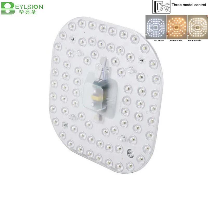  BEYLSION Square LED Module Ceiling light 24W 36W Three Color Warm Cold White 220V LED Modules Replace Ceiling Lamp Source  (3)