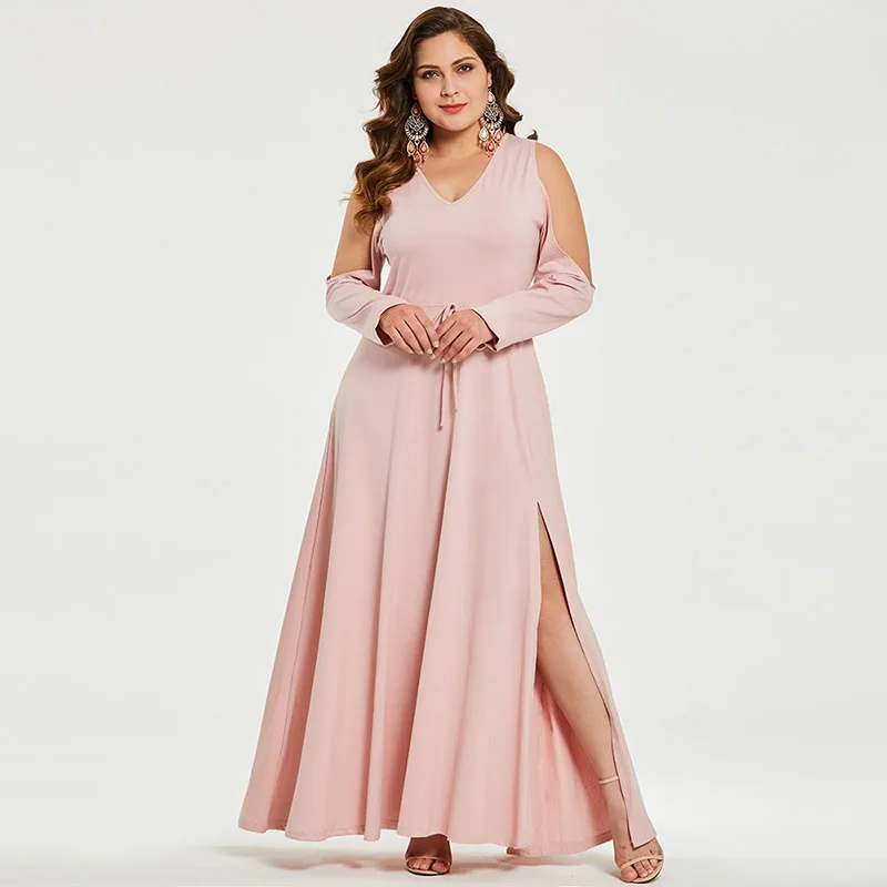 plus size pink maxi dress