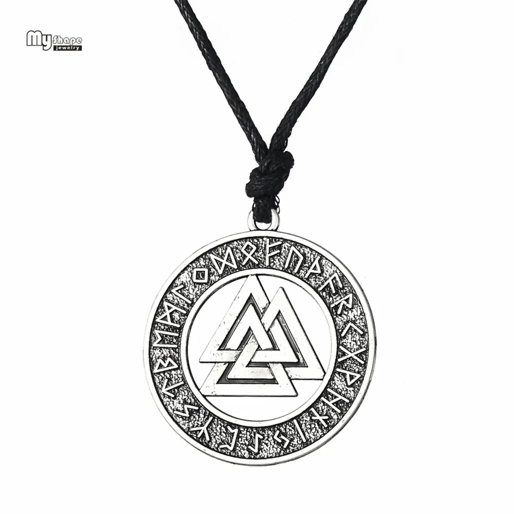 

My Shape Viking Nordic Runes Amulet Statement Necklace Odin Knot Valknut Odin The Symbol of Norse Warrior Men Pendant Necklaces