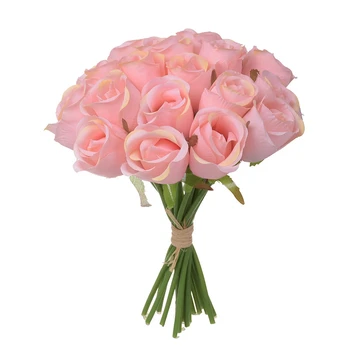 

opening promotion-Artificial Flowers Silk Flowers Artificial 18 Heads Rose Bouquet For Home Bridal Wedding Party Festival Bar