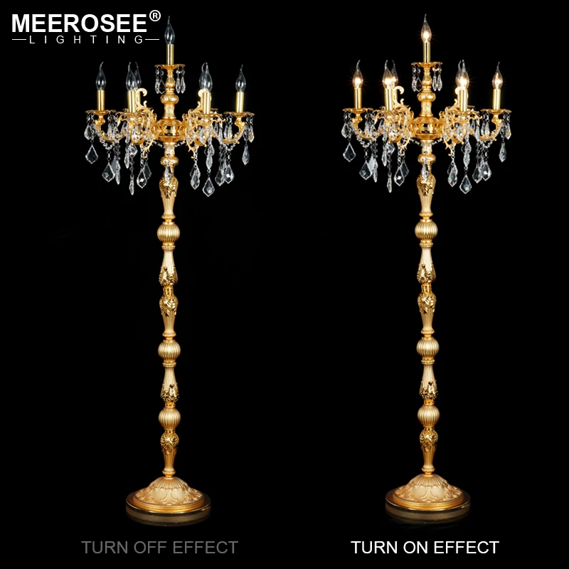 Современный хрустальный напольный светильник подставка Cristal Silver Candelabra стоячая