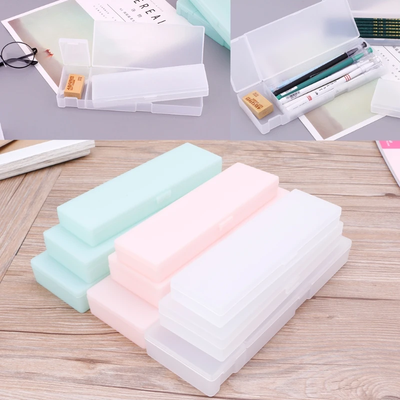 Cute Transparent Plastic Pencil Case Pen Box Storage Box Office School ...