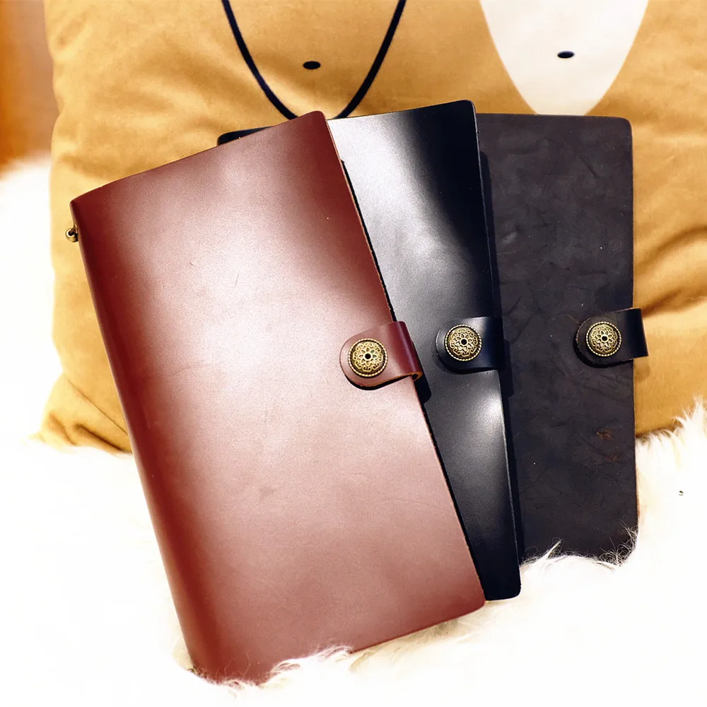 

"Endless Magic L" Large Real Genuine Cowhide Leather Travel Journal Business Notebook Study Diary Blank Lined Grid Papers