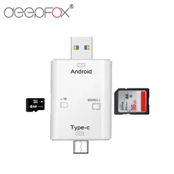 Deepfox 3 в 1 кардридер usb type C Micro USB 2,0 TF SD OTG кардридер для Android телефон ноутбук Macbook