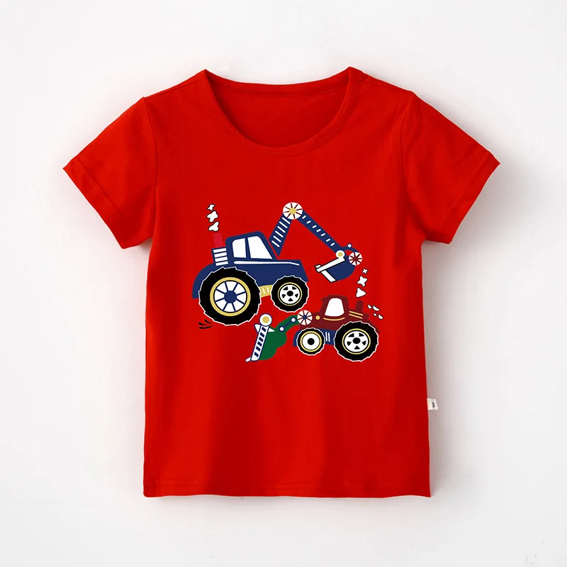 От 1 до 12 лет футболка для маленьких мальчиков Новые летние хлопковые топы с мультяшным автомобилем, модная детская футболка с короткими рукавами детская одежда для мальчиков - Цвет: R