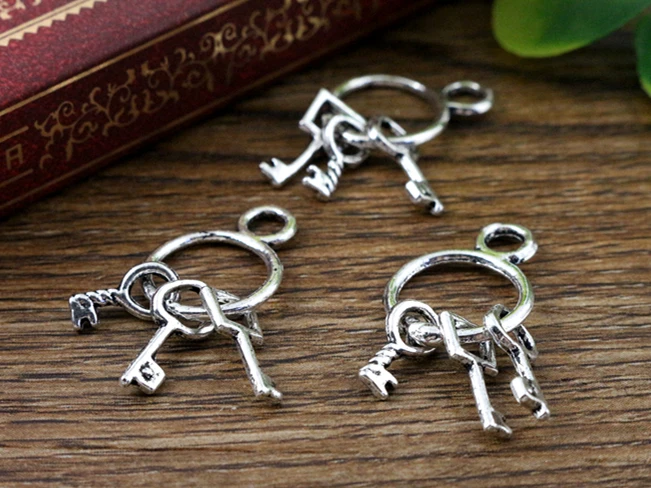 24X13 мм 10 шт. античный серебряный и бронзовый ключ с покрытием цепи украшения ручной работы кулон: DIY для браслета ожерелье - Окраска металла: Q2-14