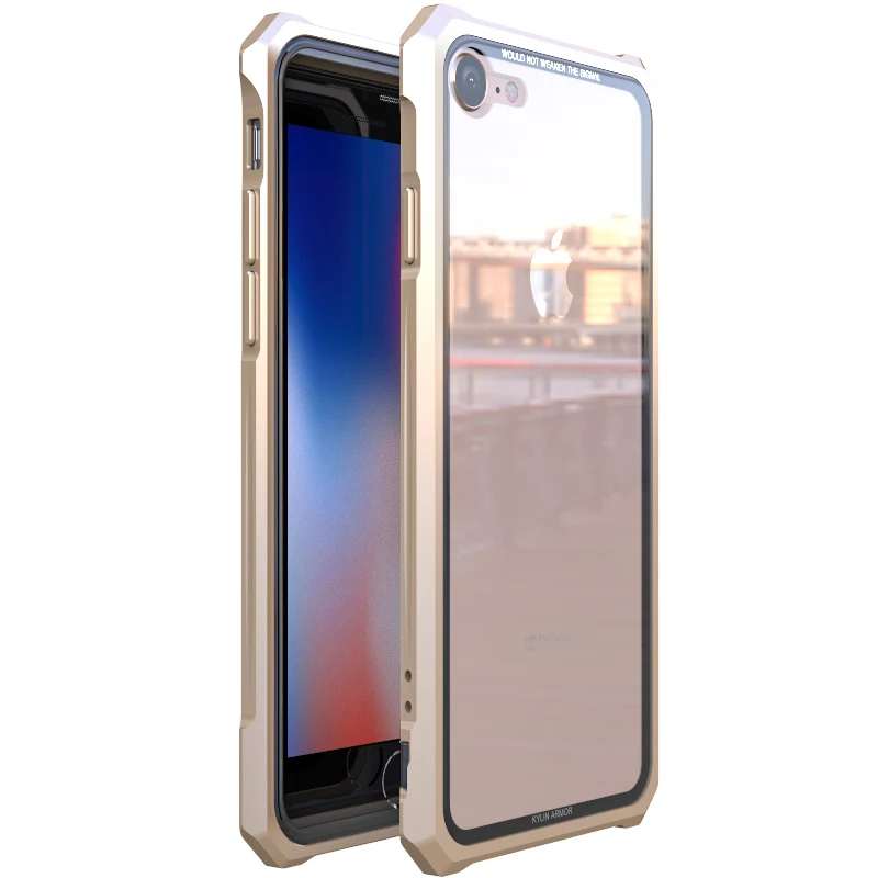 Чехол из закаленного стекла для iphone XS Max, Роскошный Металлический Шмель для iphone XR XS X 8 7 Plus, прозрачное стеклянное покрытие для iphone XS 8 Plus - Цвет: iphone7 8--gold