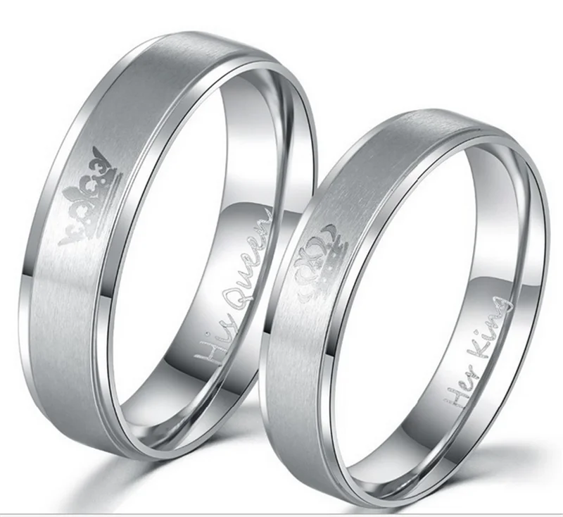 1 пара, дизайн, кольца для влюбленных, опт, серебро, нержавеющая сталь, его королева и ее король, пара колец для влюбленных
