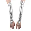 Womens Elbow Length Shimmery Metallic/Fish Scales Printed Fingerless Gloves Costume Night Club Dancewear Party Clubwear Gloves ► Photo 3/6