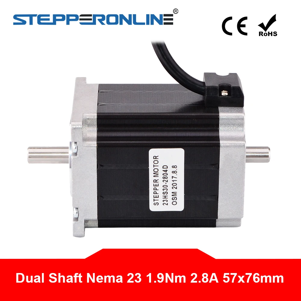 Dual Shaft Nema 23 Stepper Motor 76mm 1.9nm(269oz.in) 4lead Nema23