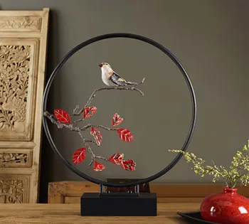 

large -TOP COOL office home shop fashion Elegant decorative art -handcrafted Iron animal bird on branch art Model-Christmas gift