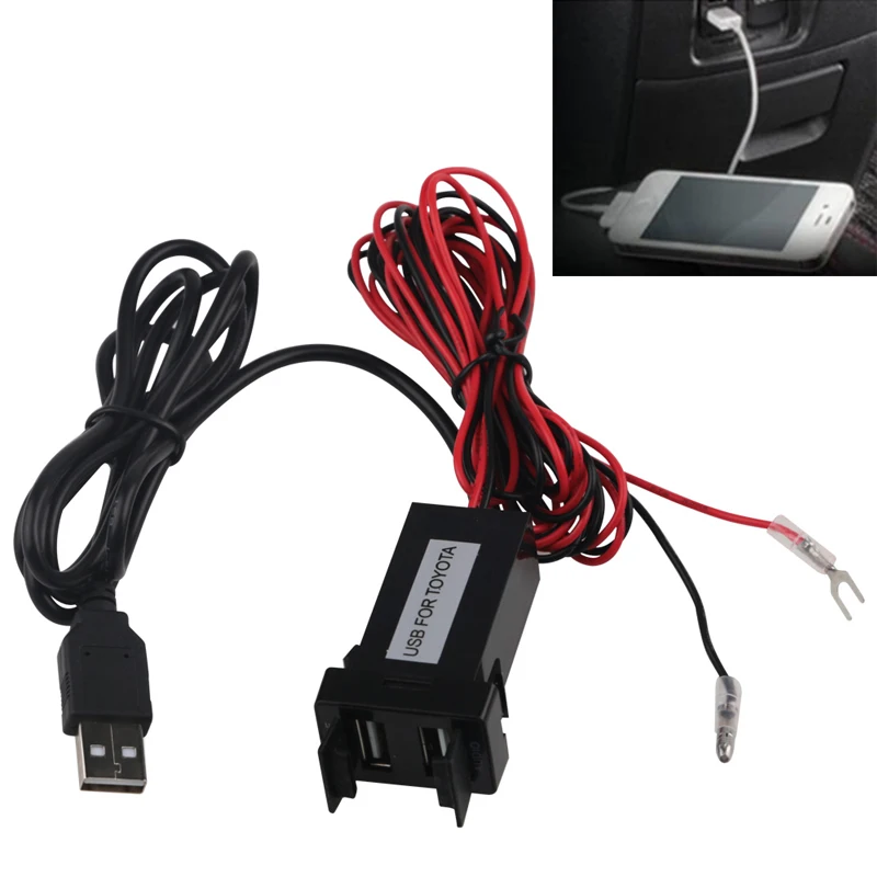 For Toyota USB Charger Adapter Port Cable Interface Audio Socket 2.1A