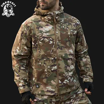 

SINAIRSOFT 2019 Hunting clothes Outdoor Shark Skin Tactical millitary Softshell Jacket Suit Men Waterproof Combat Jacket