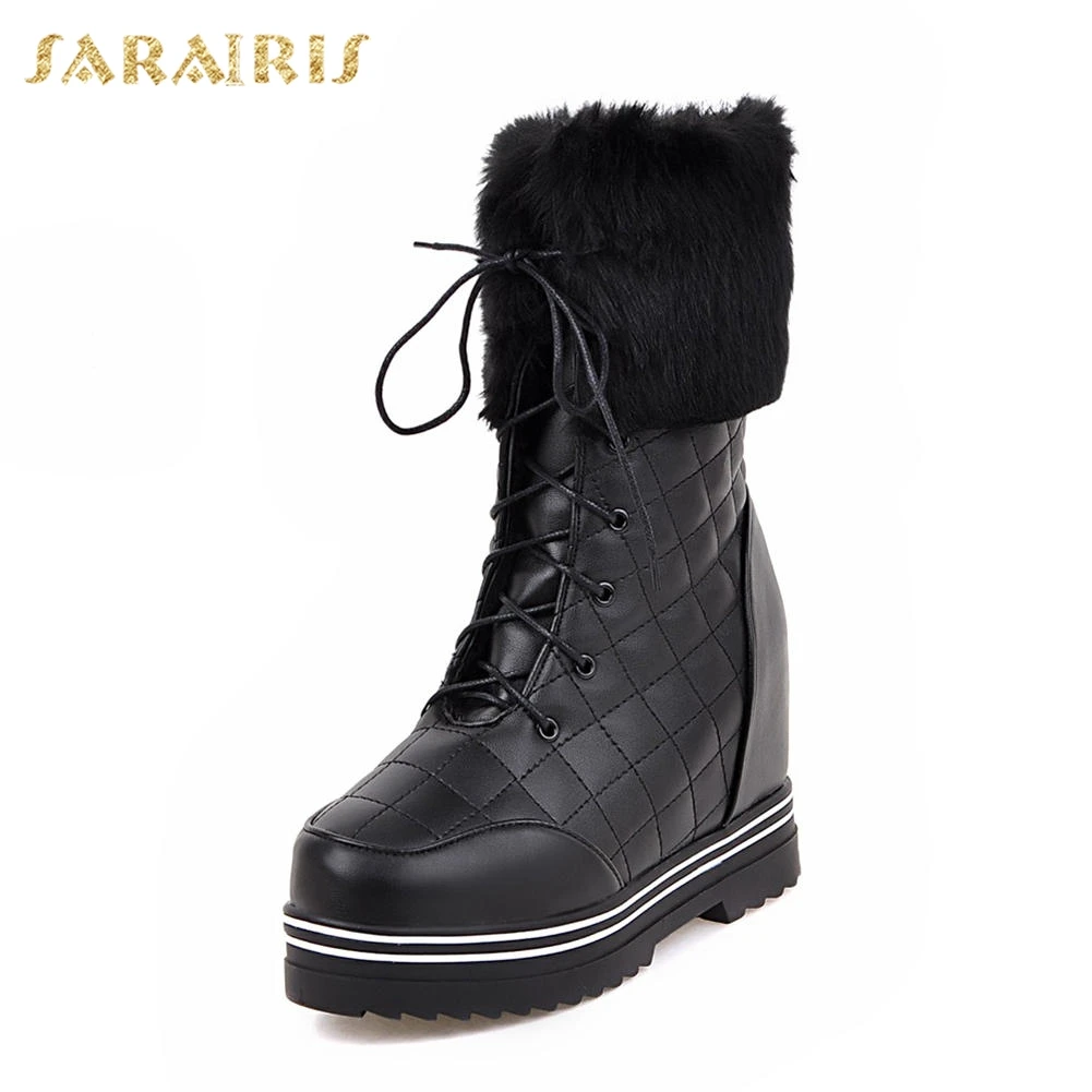 Sarairis/Лидер продаж; ; большие размеры 34-43; теплая зимняя обувь на меху; женские ботинки; женские ботильоны на платформе; женская обувь