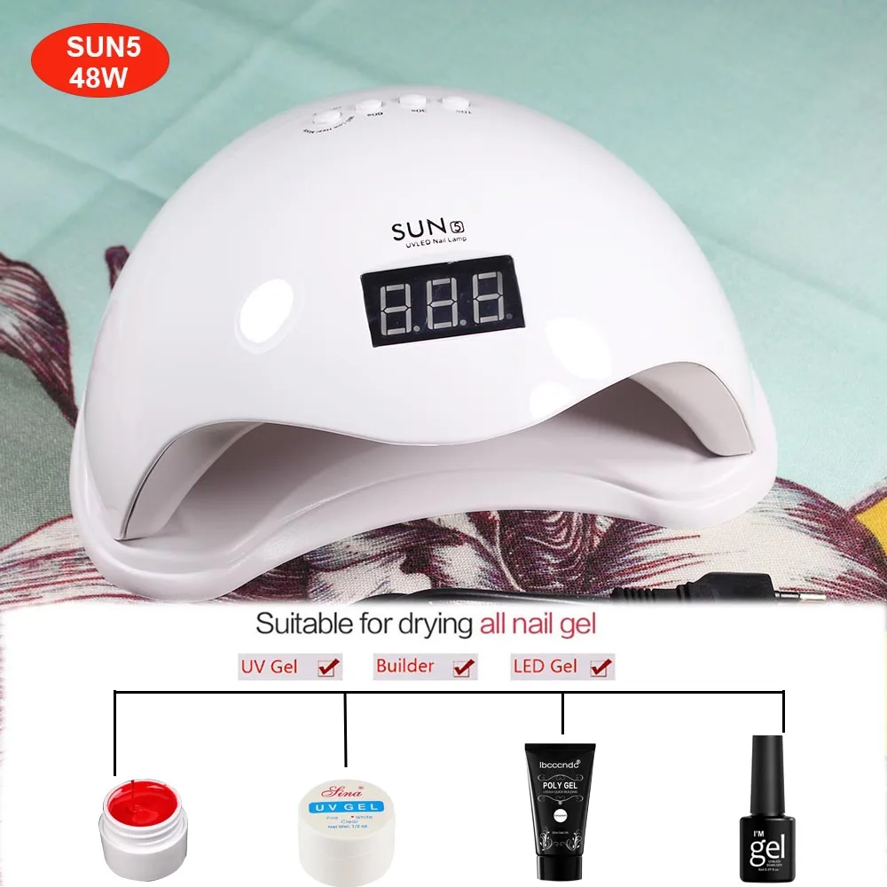 

For All Gel Polish SUN5 48W UV Lamp LED Nail Lamp Nail Dryer With Infrared Sensing 10/30/60s Timer Smart touch button