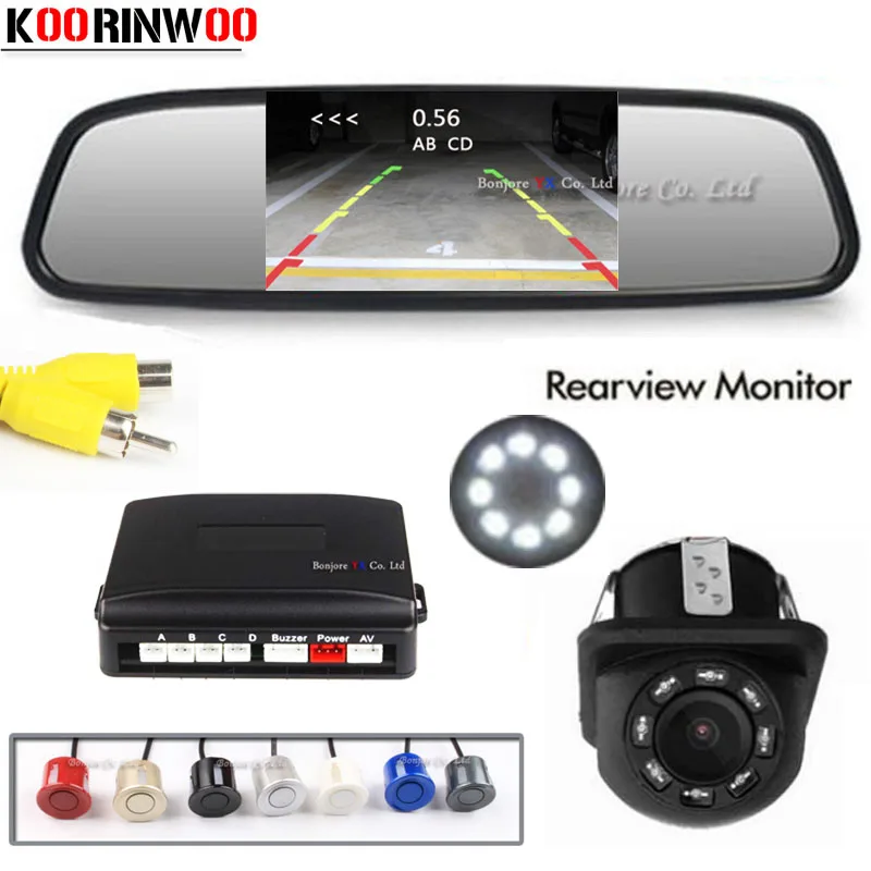 Koorinwoo Parktronics Car Parking Sensors 4 Probes Car Rear view