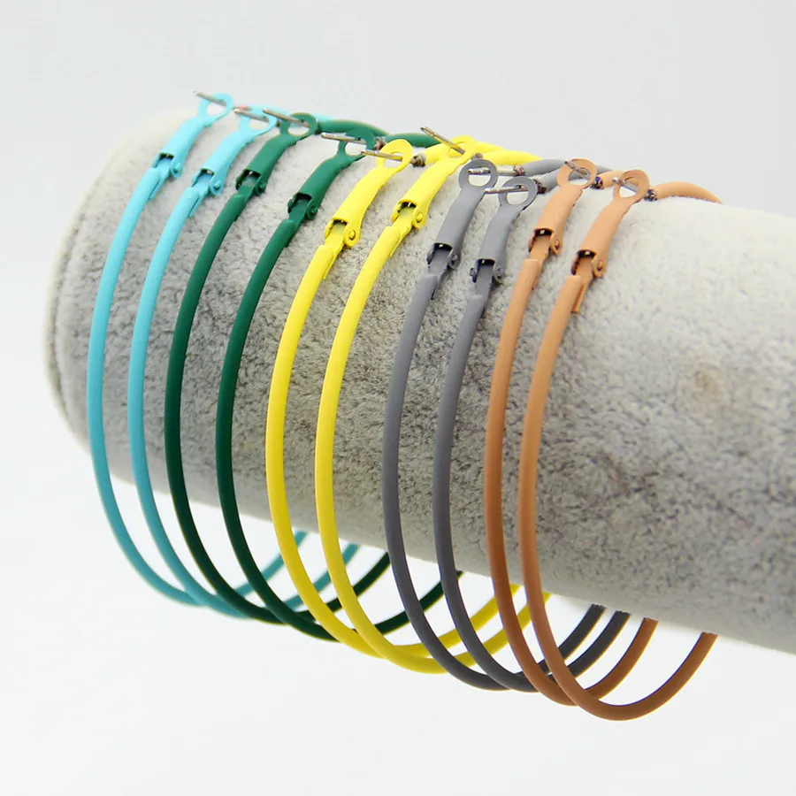 

New Rock Neon Pink Yellow Big Round Hoop Earrings Colorful Metal Painted Large Circle Earrings For Women Party Fashion Jewelry