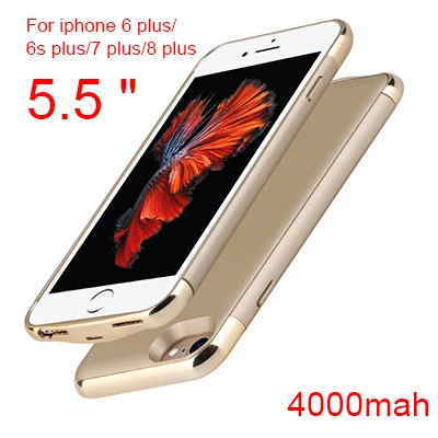 Slim Ultra Thin Battery Charger Case For iPhone 8 7 6 6s Plus Power Bank Battery Charger Phone Case For iPhone 6 6 s 7 8 X XS - Цвет: 6P 6SP 7P 8P Gold