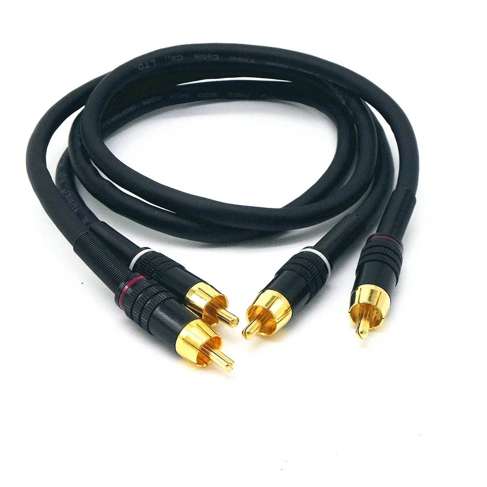 Black copper RCA audio cable 4N OFC HIFI 2RCA Male Audio Cable high