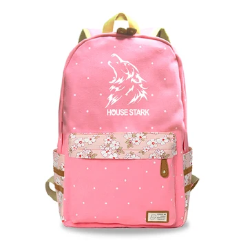 

The Game Of Thrones 7-9 Print Flower Pink Backpack Travel School Bags Softback Sac a Dos Backbag Bookbag Mochila Masculina