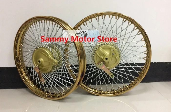 

CG125 Golden Front Rear 72 Spokes Motorcycle Wheel Rims With Brake Hubs