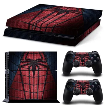 

red and black spider skin wrap sticker for PS4 console and two controllers skin sticker decals covers #TN-PS4-2744