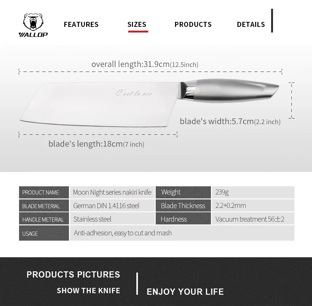 Wallop Japanese kitchen knife chef meat cleaver knife_10