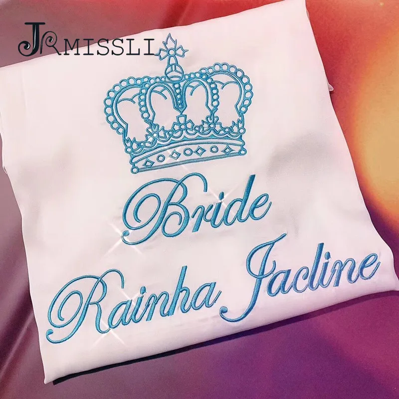 

JRMISSLI pink bride robe satin robe women bridal pajamas wedding brideslmaid gift mother sister of the bride Personalized custom
