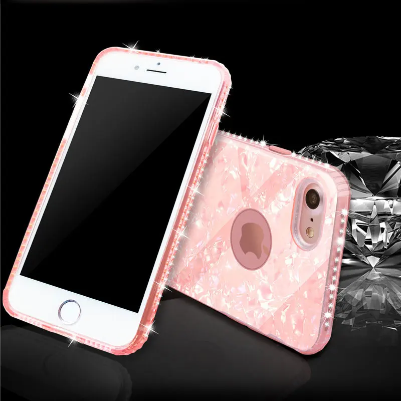 

Ascromy For iPhone 7 Case Glitter Cover Soft Transparent Logo Hole Marble Case For iPhone 8 Plus X Luxury Women Capa Accessories
