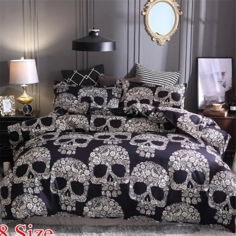 

8 Size 3D Skull Printed Bedding Sets Single Double Full Queen King AU EU US Size Duvet Cover With Pillowcase Set