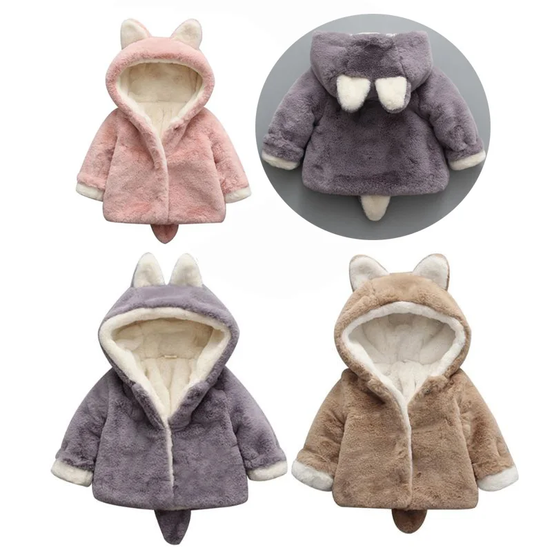 

Newborn Baby Girls Clothes Winter Jackets Warm Faux Fur Fleece Coat Children Jacket Rabbit Ear Hooded Outerwear Kids Jacket Coat