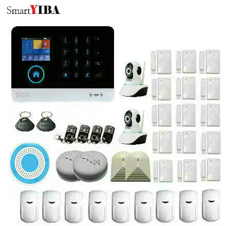 

SmartYIBA 3G Wireless Home Security Burglar Alarm System Kits WIFI Alarmes With 2pcs IP Camera/Smoke Alarm/Glass Break Detector